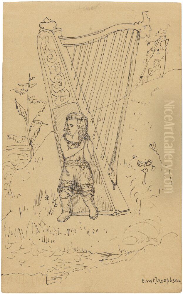 Small Aslog Oil Painting by Ernst Josephson