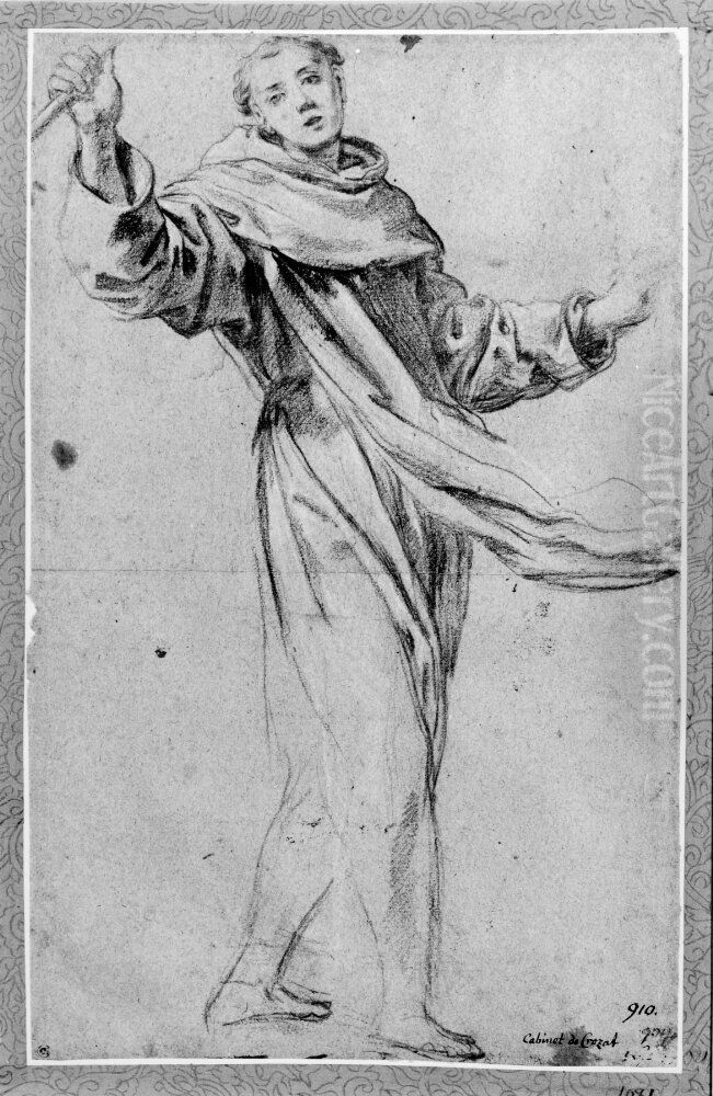 Variation of Ludovico Carracci's St. Raymond of Penafort Oil Painting by Marcantonio Franceschini)