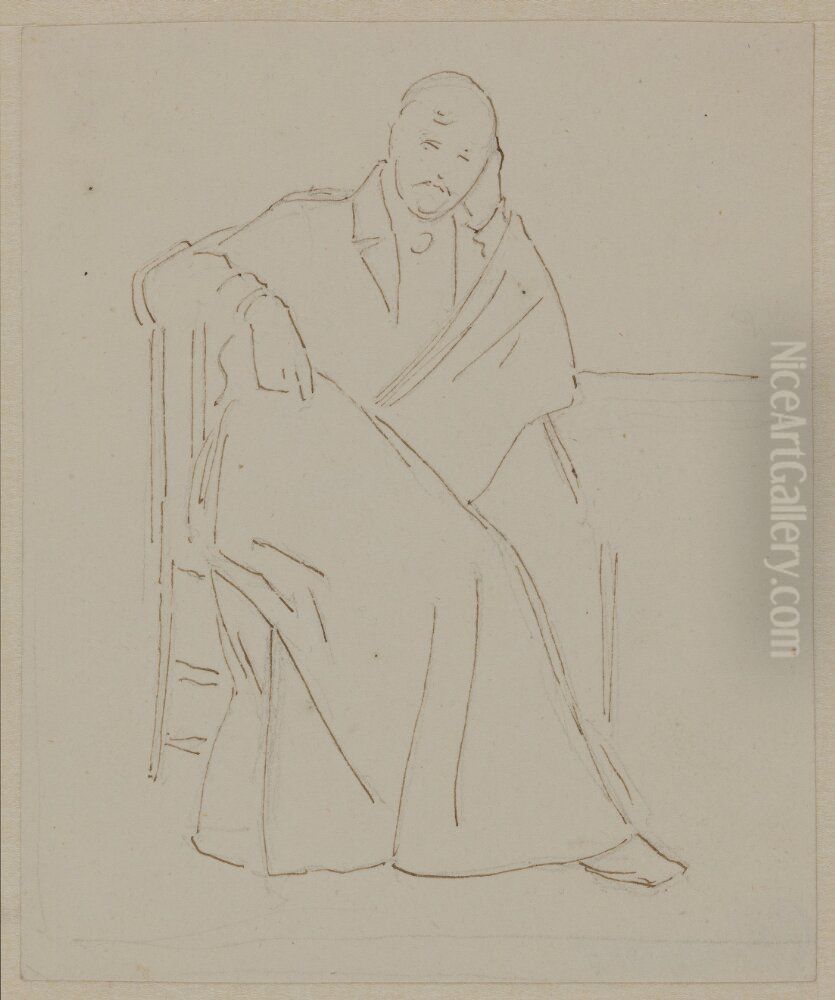 Sittande man vid bord Oil Painting by Jorgen Roed