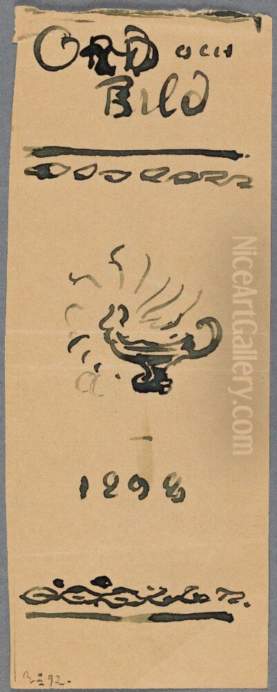 Sketch for back of cover for Ord&Bild 1898 Oil Painting by Nils Kreuger