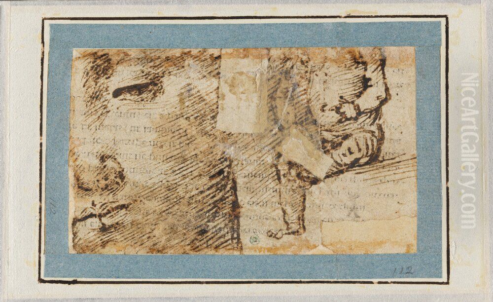 Fragment of a head of a woman and sitting boy Oil Painting by Lorenzo Di Credi