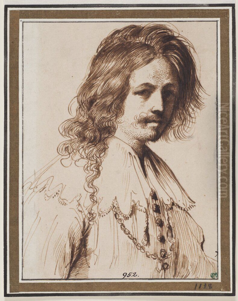 Young Man Wearing a Necklace Oil Painting by Giovanni Francesco Barbieri