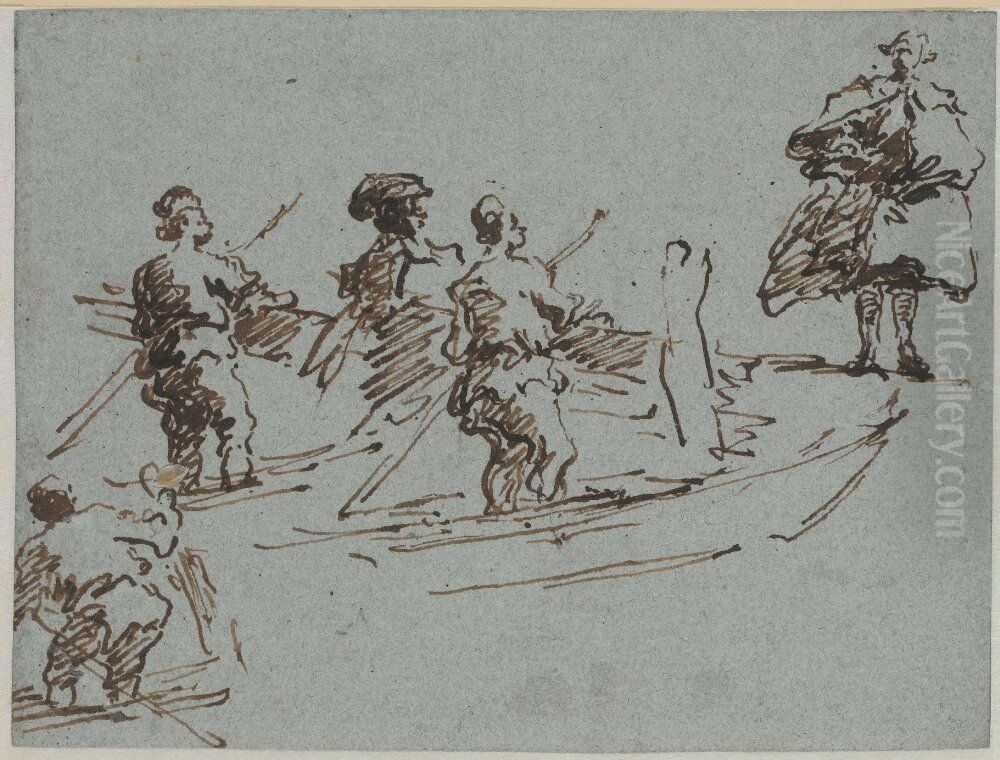 Gondoljarstudier Oil Painting by Francesco Guardi