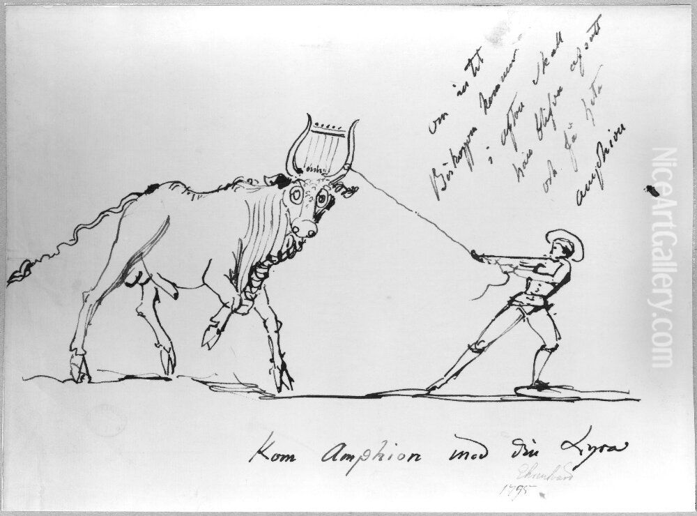 Kom Amphion med din lyra Oil Painting by Carl August Ehrensvard