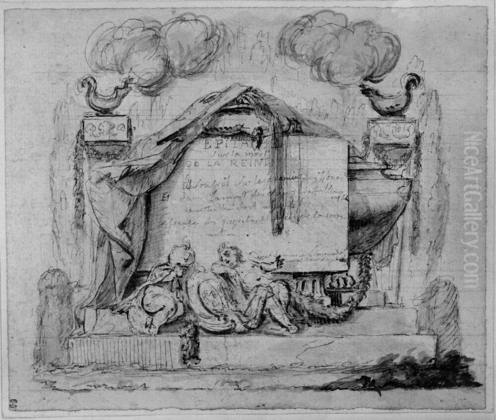 Epitafium over drottningens dod Oil Painting by Eisen, Charles Joseph Dominique