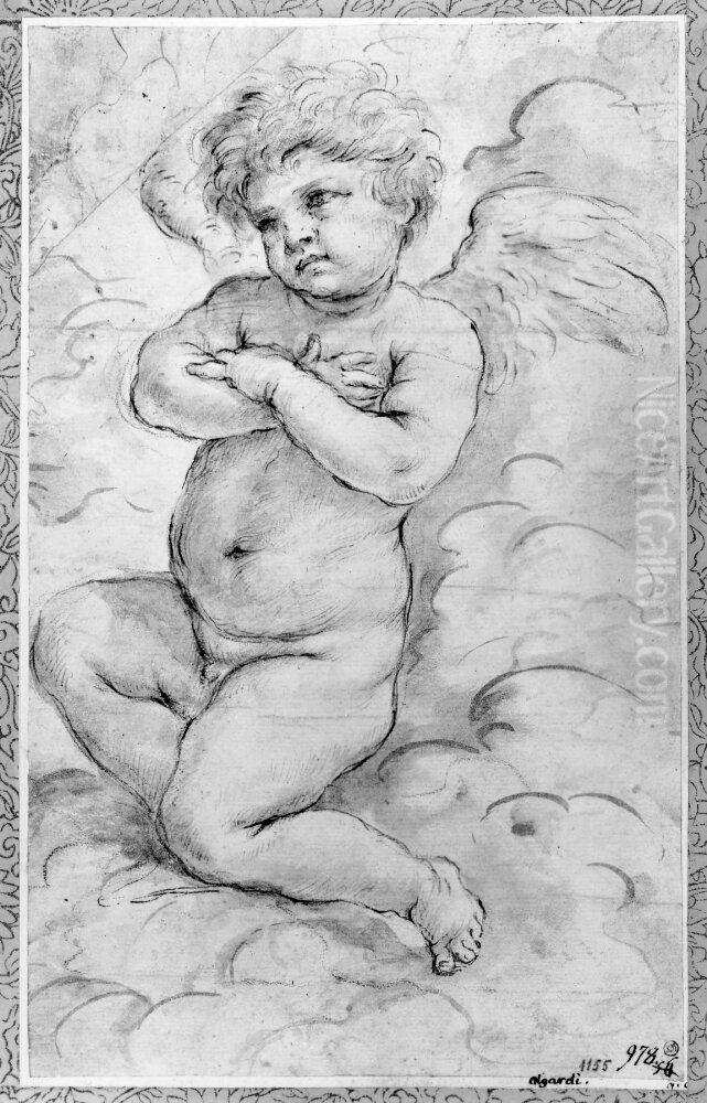 Kneeling Angel Oil Painting by Alessandro Algardi