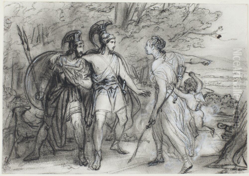 Aeneas' History. Venus Shows Aeneas the Way to Carthage Oil Painting by Octave Tassaert