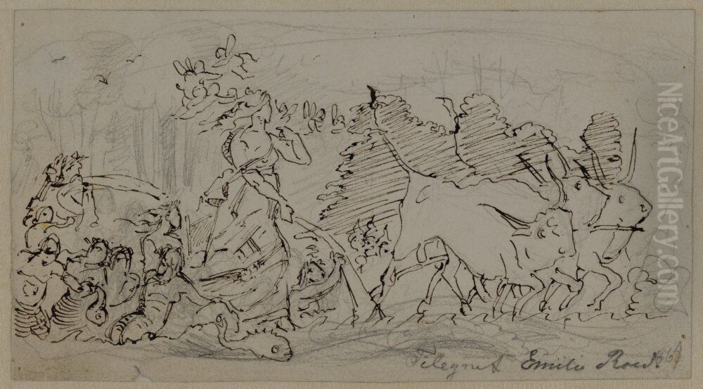 Gefion plojande Oil Painting by Holger Roed