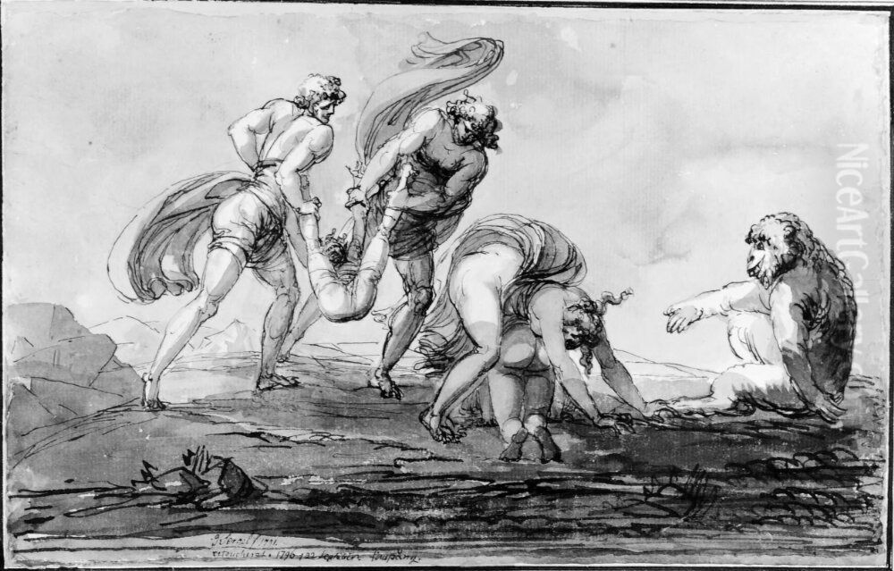 Leken pa garden vid Finspang, som kallas Klufva Wiggs Oil Painting by Johan Tobias Sergel