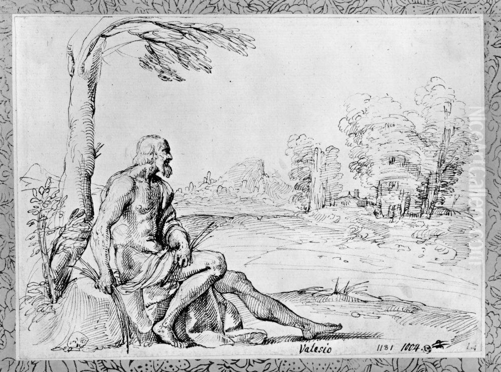 Man resting in a landscape setting Oil Painting by Francesco Brizio