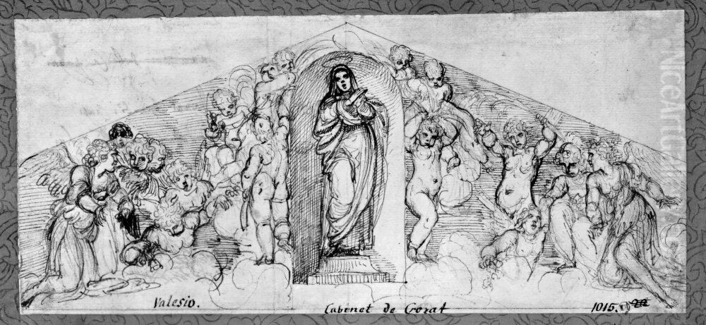 The Virgin in a niche accompanied by angels Oil Painting by Francesco Brizio