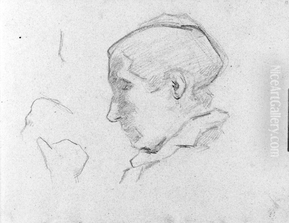 Kvinnoprofil, Mette. Blad 12 recto i skissbok om 36 blad Oil Painting by Paul Gauguin