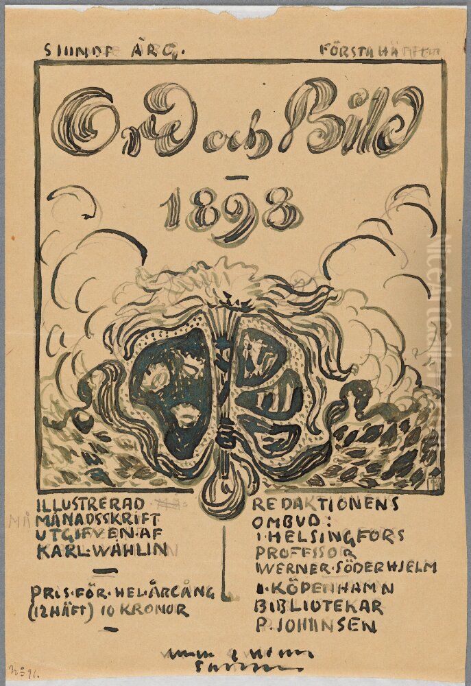 Sketch for cover for Ord&Bild 1898 Oil Painting by Nils Kreuger