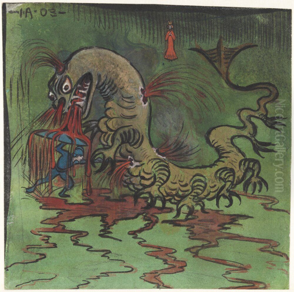 St. George and the Dragon Oil Painting by Ivar Arosenius