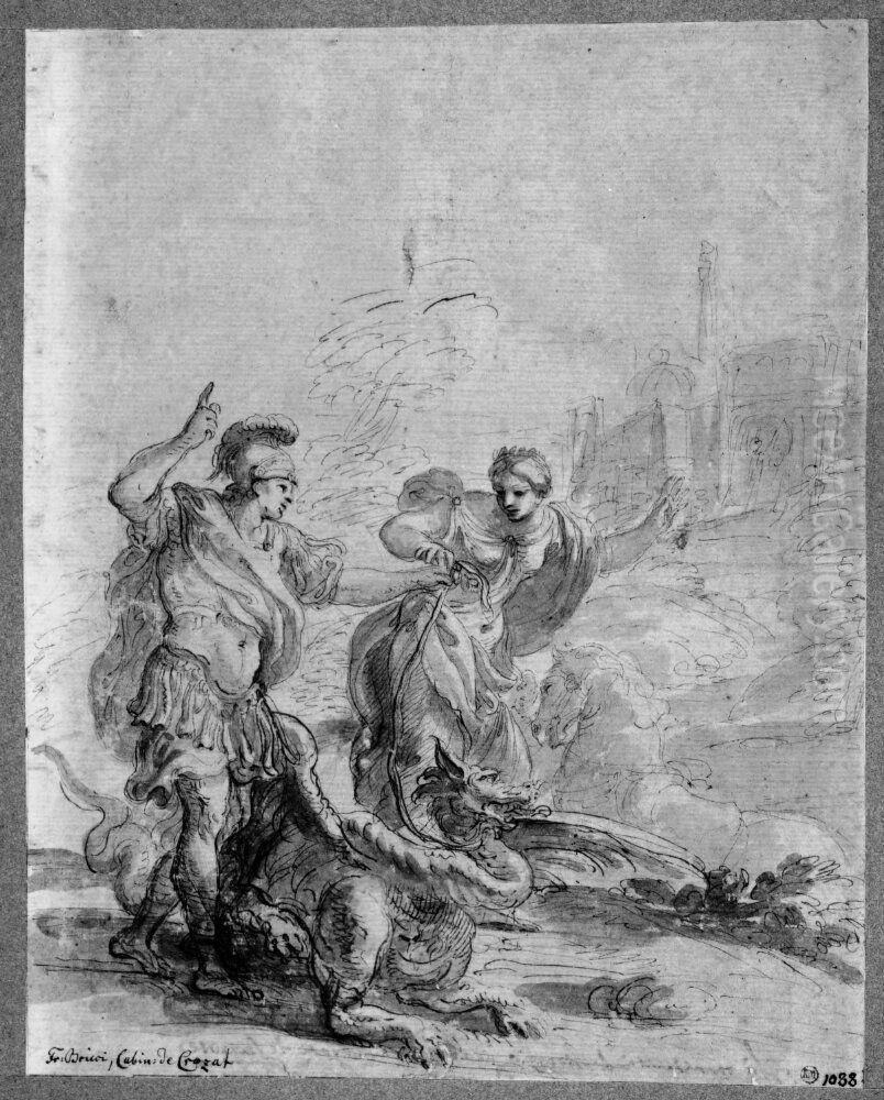 St George ... Hands Lead to Princess Oil Painting by Domenico Maria Canuti