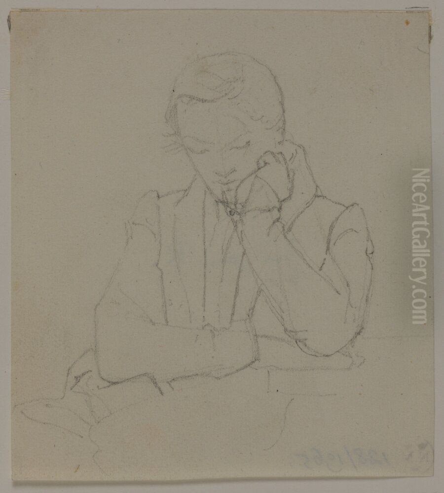 Figurstudie, staende man Oil Painting by Jorgen Roed