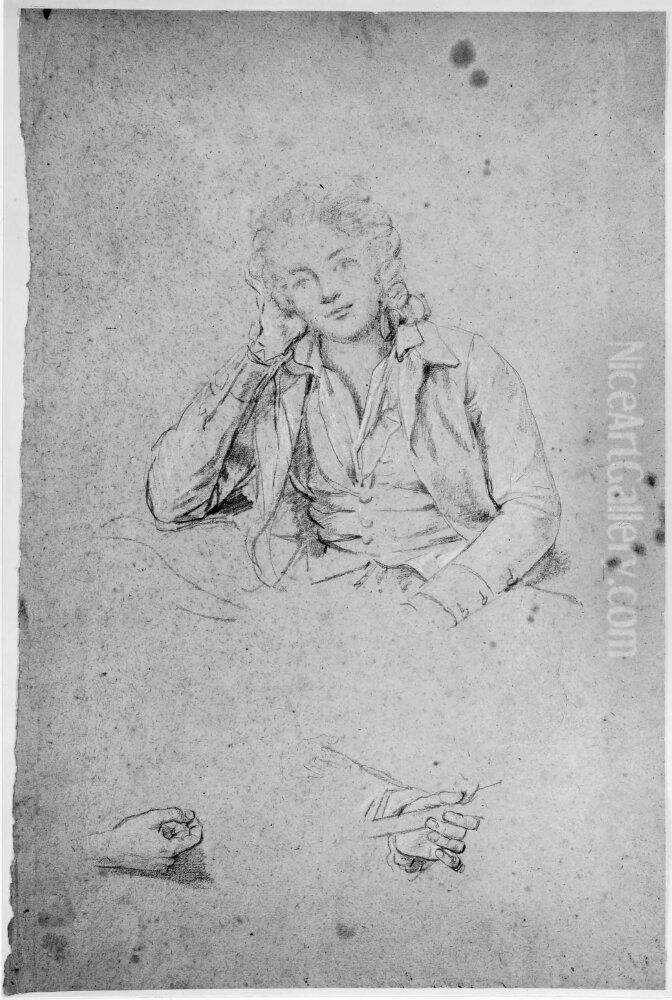 Portratt av ung man Oil Painting by Nicolas Bernard Lepicie