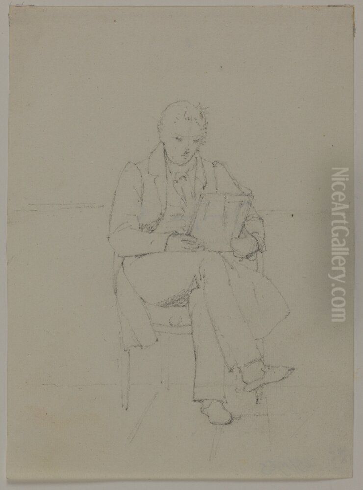 Figurstudie, lasande man Oil Painting by Jorgen Roed