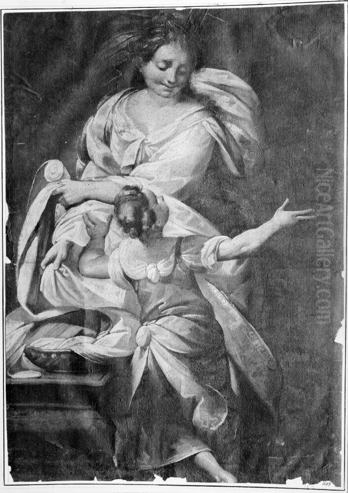 A Woman and a Young Girl Oil Painting by Giulio Cesare Procaccini