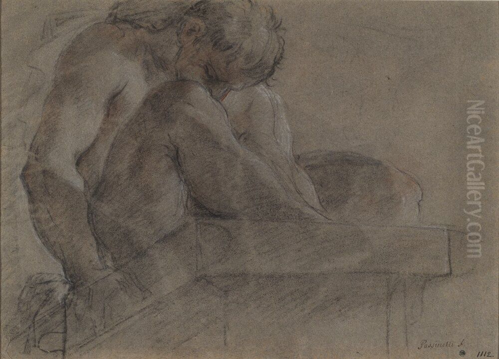 Study of a Crouching Man Oil Painting by Lorenzo Pasinelli