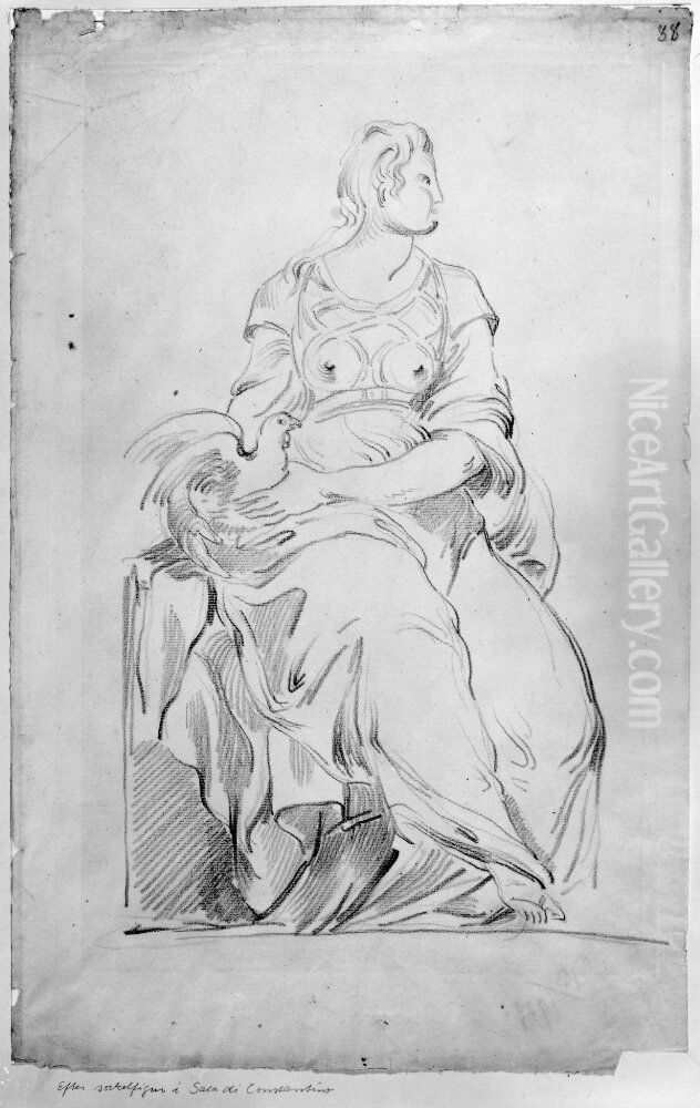 Sittande kvinnlig gestalt Oil Painting by Johan Tobias Sergel