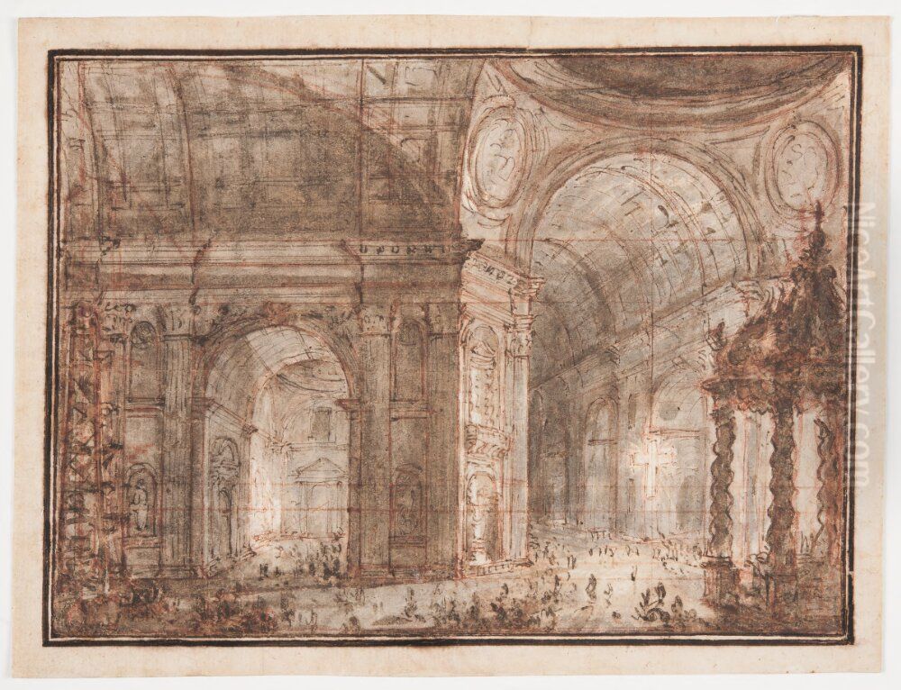 t Peterskyrkan i Rom Oil Painting by Louis Jean Desprez