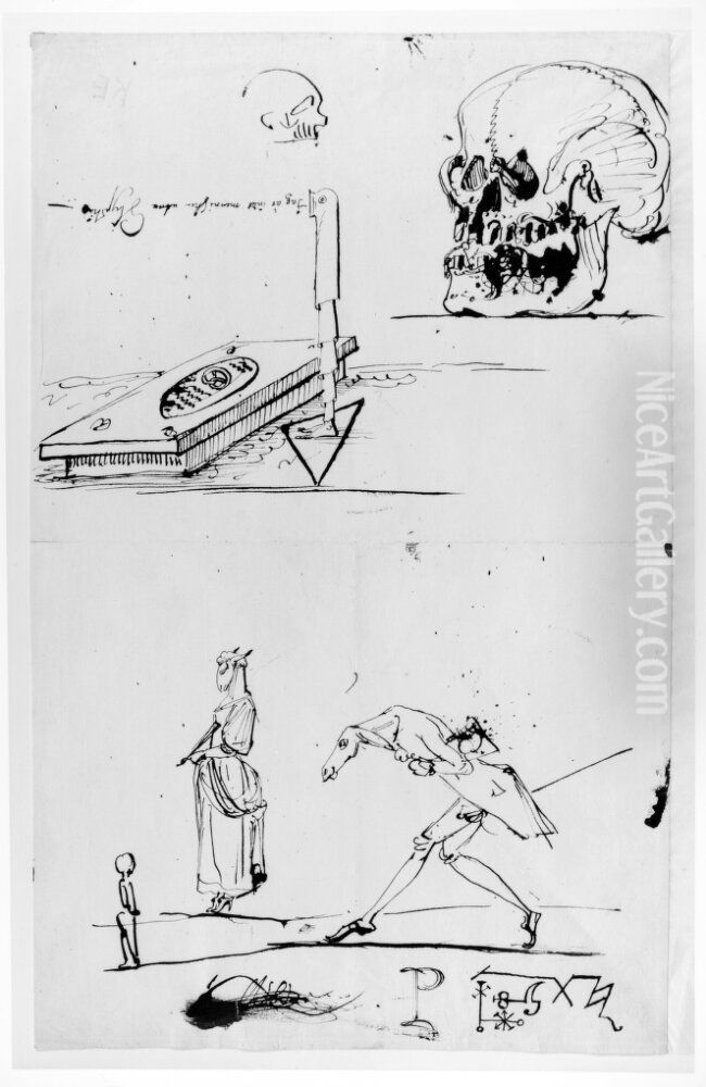 Jag ar inte mannsika utan Glyphis [overst] ; Uppvaktning [underst] Oil Painting by Carl August Ehrensvard