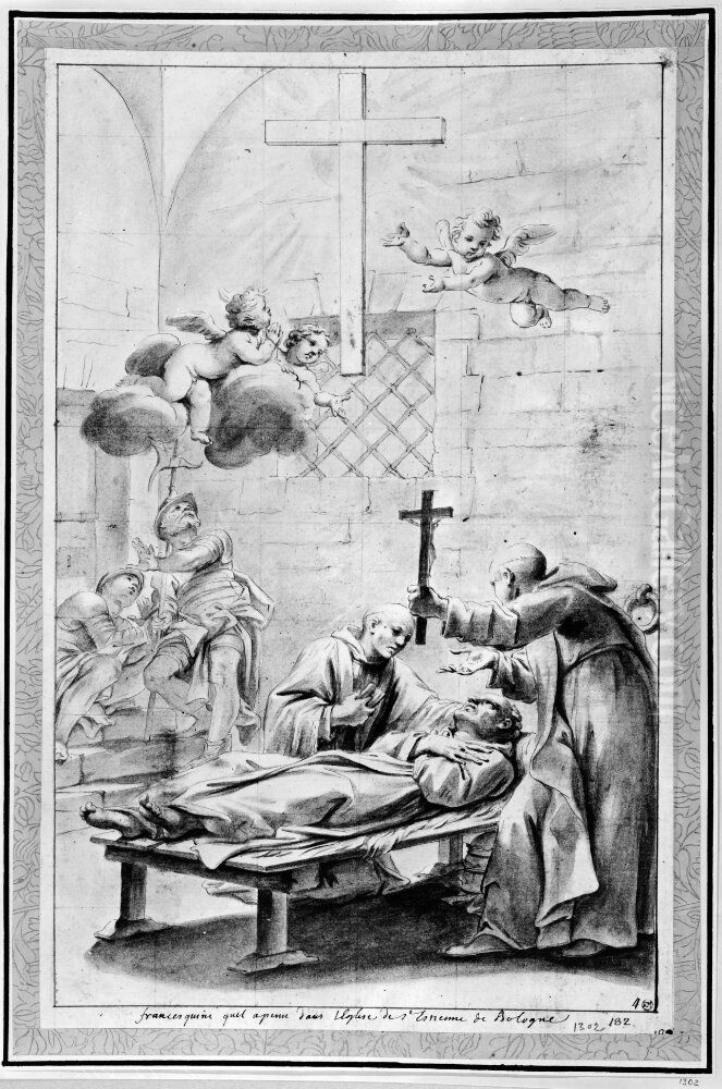 Death of St Pietro di Murrone Oil Painting by Marcantonio Franceschini)