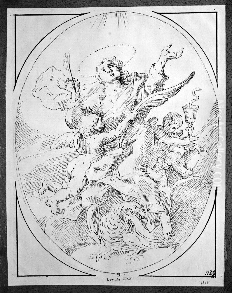 St. John the Evangelist carried towards heawen Oil Painting by Donato Creti