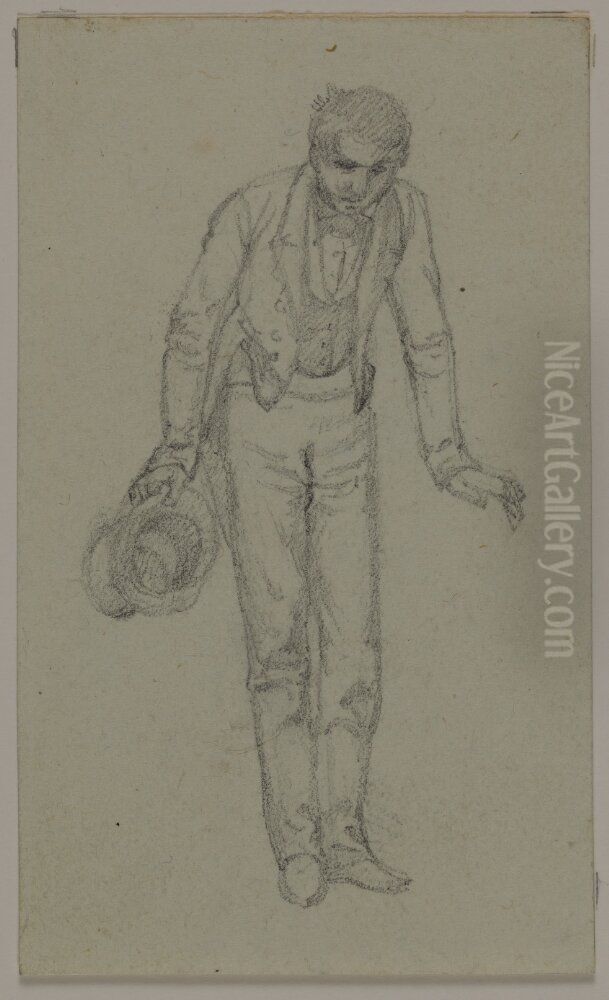 Figurstudie, bugande man Oil Painting by Jorgen Roed