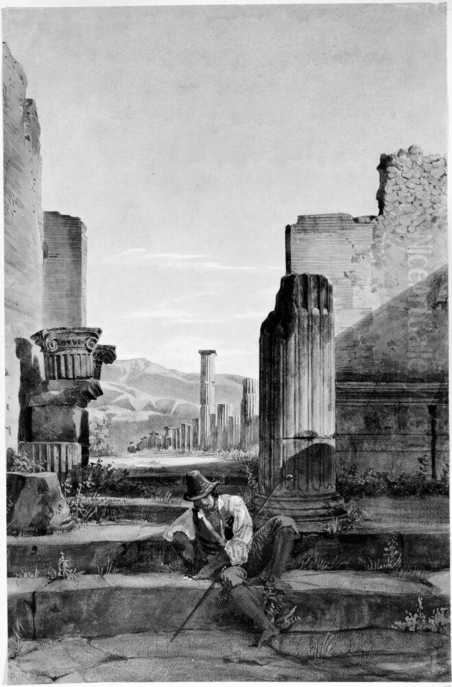 Ingang till Forum Triangulare, Pompeji Oil Painting by Fredrik Wilhelm Scholander
