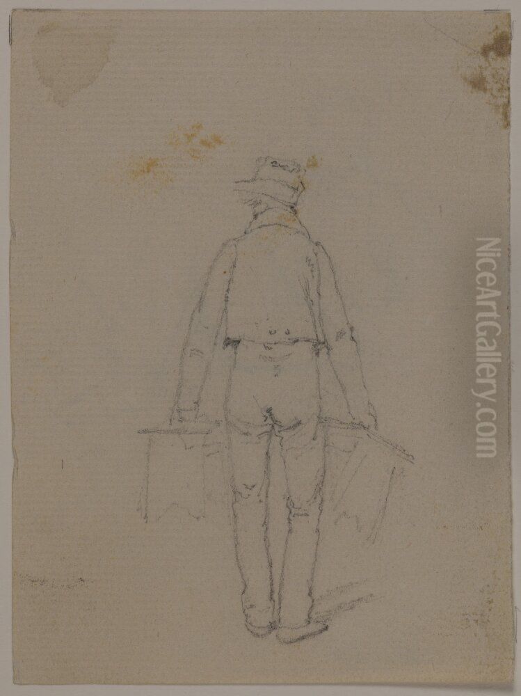 Figurstudie, man som bar tva pallar Oil Painting by Jorgen Roed