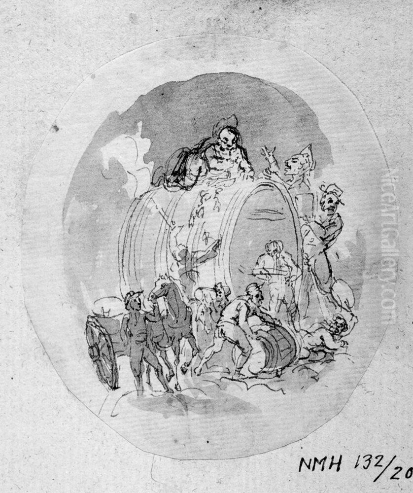 Forlaga till illustration nummer atta ur Bellmans 