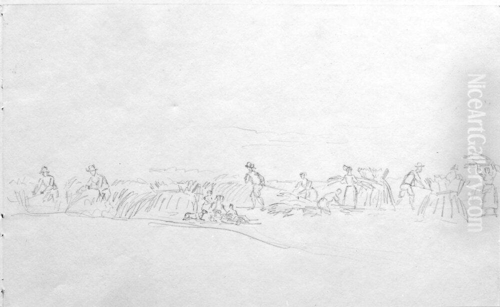 Skissbok. Trad, vegetationsstudier, skordefolk m.m. Oil Painting by Carl Johan Fahlcrantz