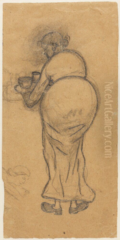 Kvinna med bricka Oil Painting by Ivar Arosenius