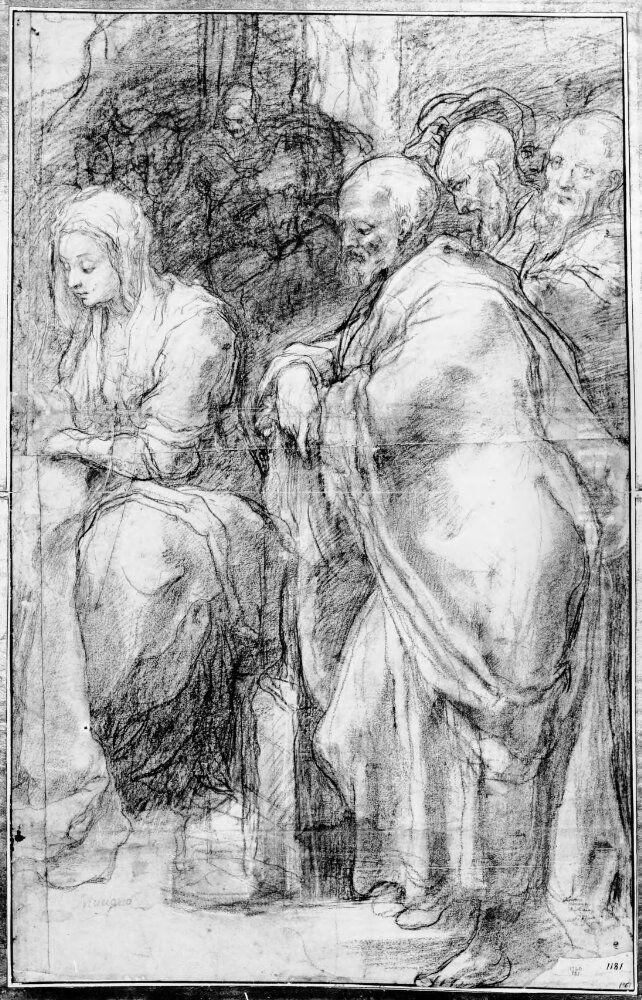 The Virgin and other figures to the right of an Adoration of the shepheards Oil Painting by Taddeo Zuccari