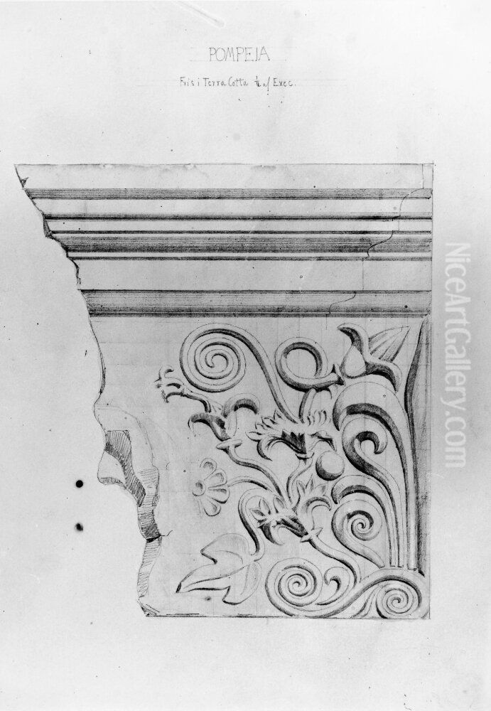 Fris i terracotta, Pompeji Oil Painting by Fredrik Wilhelm Scholander