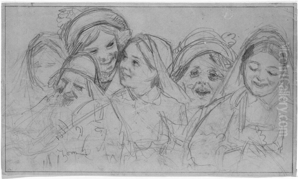 Spelman och fem unga flickor Oil Painting by Anders Zorn