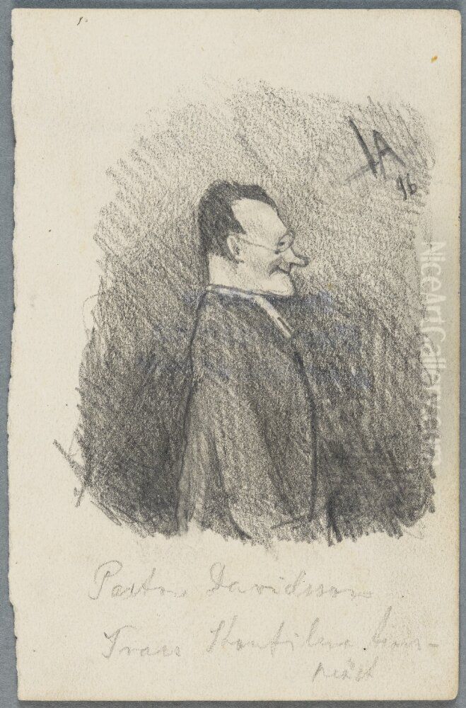 Karikatyr av prast Oil Painting by Ivar Arosenius