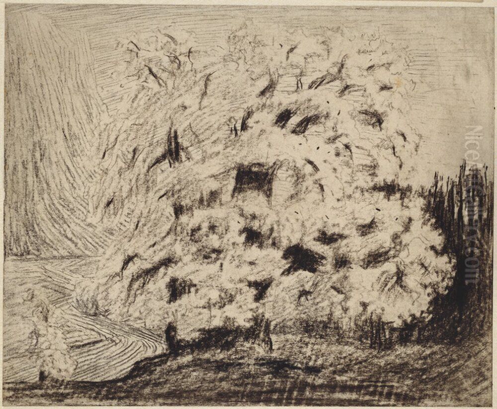 A Blossoming Fruit Tree Oil Painting by Carl Fredrik Hill