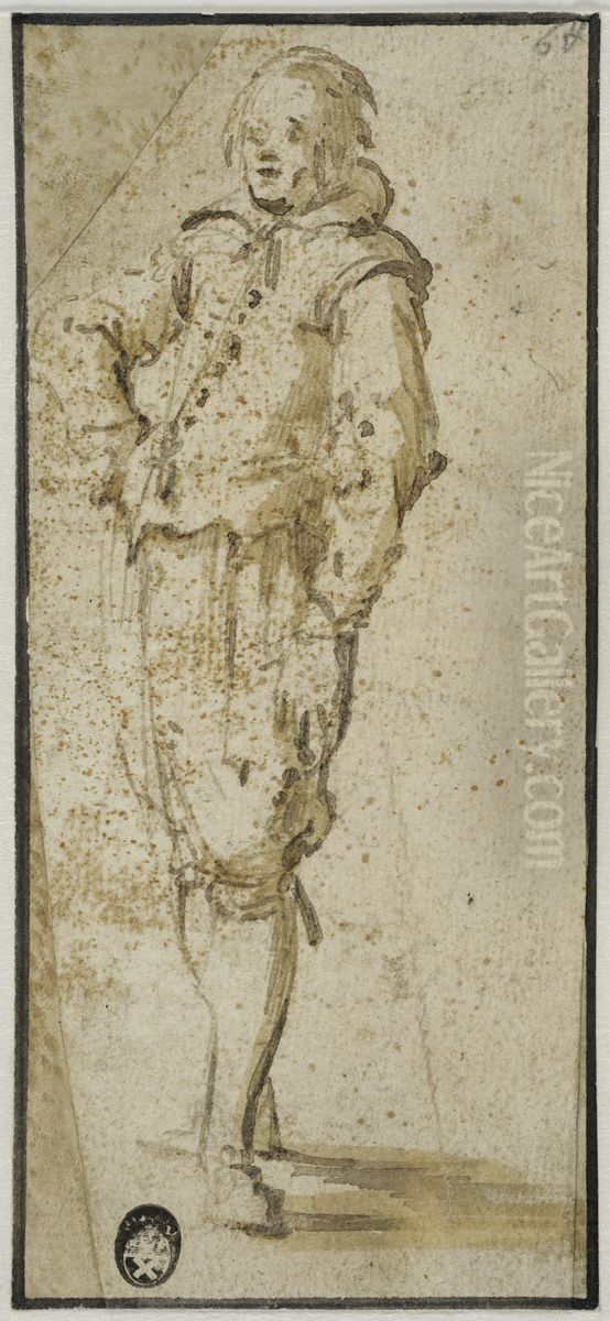 Staende man med handen i sidan Oil Painting by Andries Both