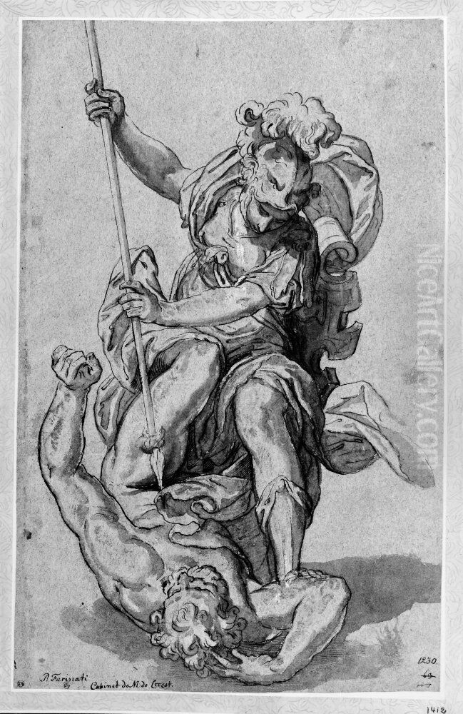 Virtue Defeats Vice Oil Painting by Paolo Farinati