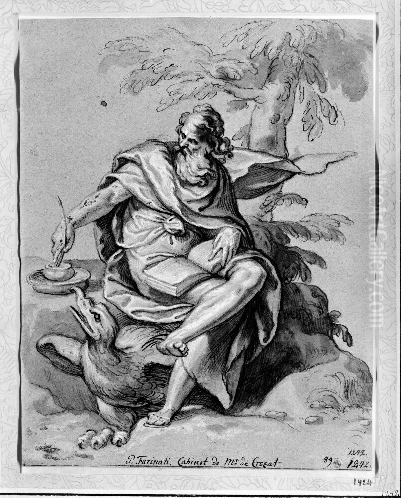 St. John the Evangelist Writing with his Eagle Oil Painting by Paolo Farinati