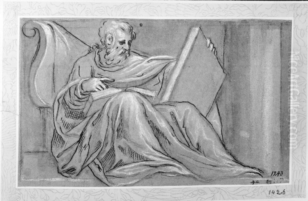 Seated Prophet Oil Painting by Paolo Farinati