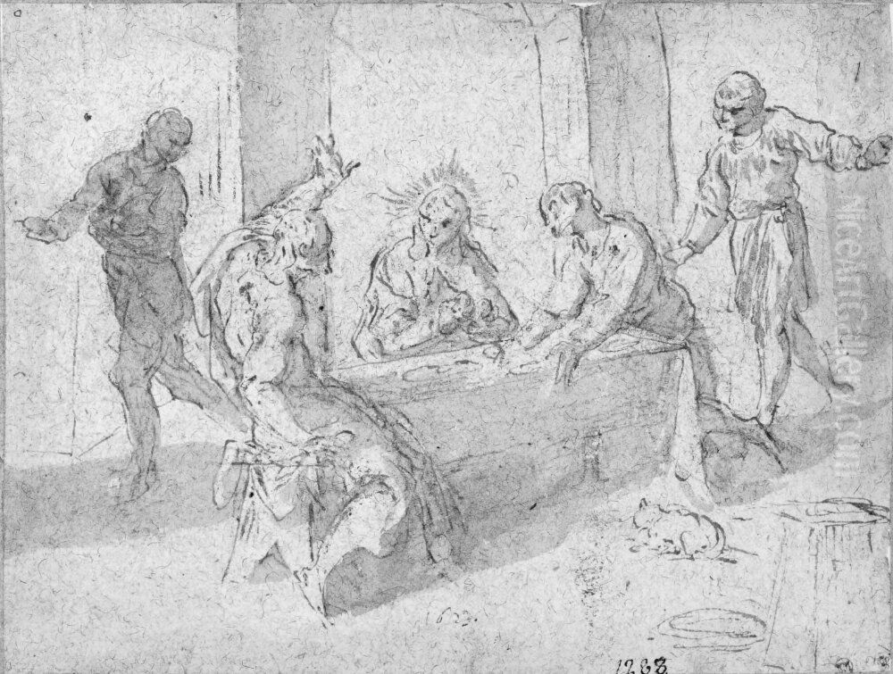 Christ in Emmaus Oil Painting by Palma il Giovane