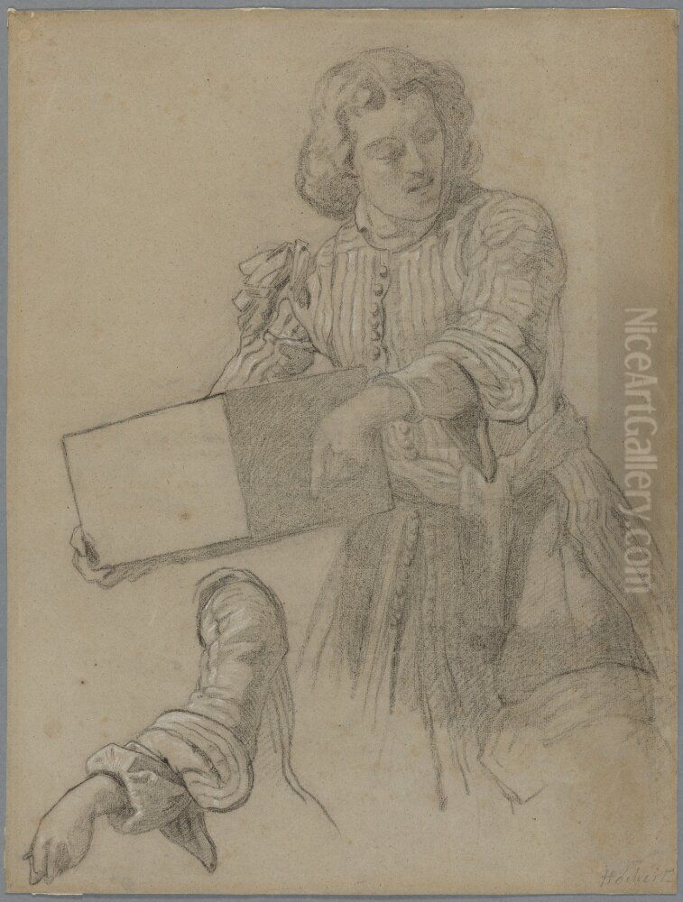 Figure Study for The Fire at The Royal Palace in Stockholm 7th of May 1697 (NM 1355) Oil Painting by Johan Fredrik Hockert