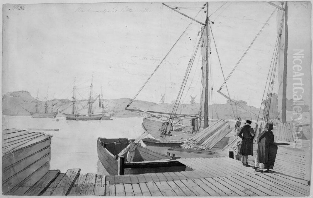 Galeas lossar brader Oil Painting by Gustaf Wilhelm Palm