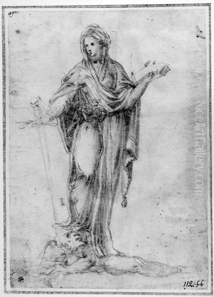 Judith? Oil Painting by Polidoro Da Caravaggio (Caldara)