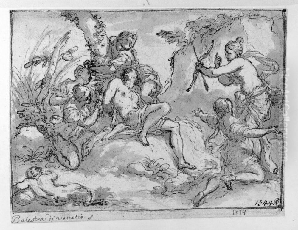 Amor Punished by Nymphs Oil Painting by Antonio Balestra