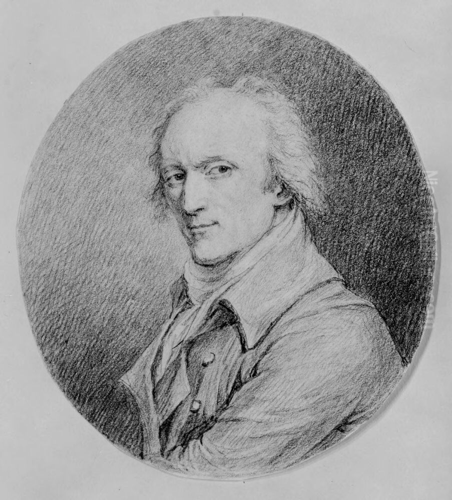 Mansportratt Oil Painting by Augustin de Saint-Aubin